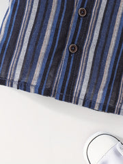 Striped Button Short Sleeve Shirt Toddler Boys Casual Clothing