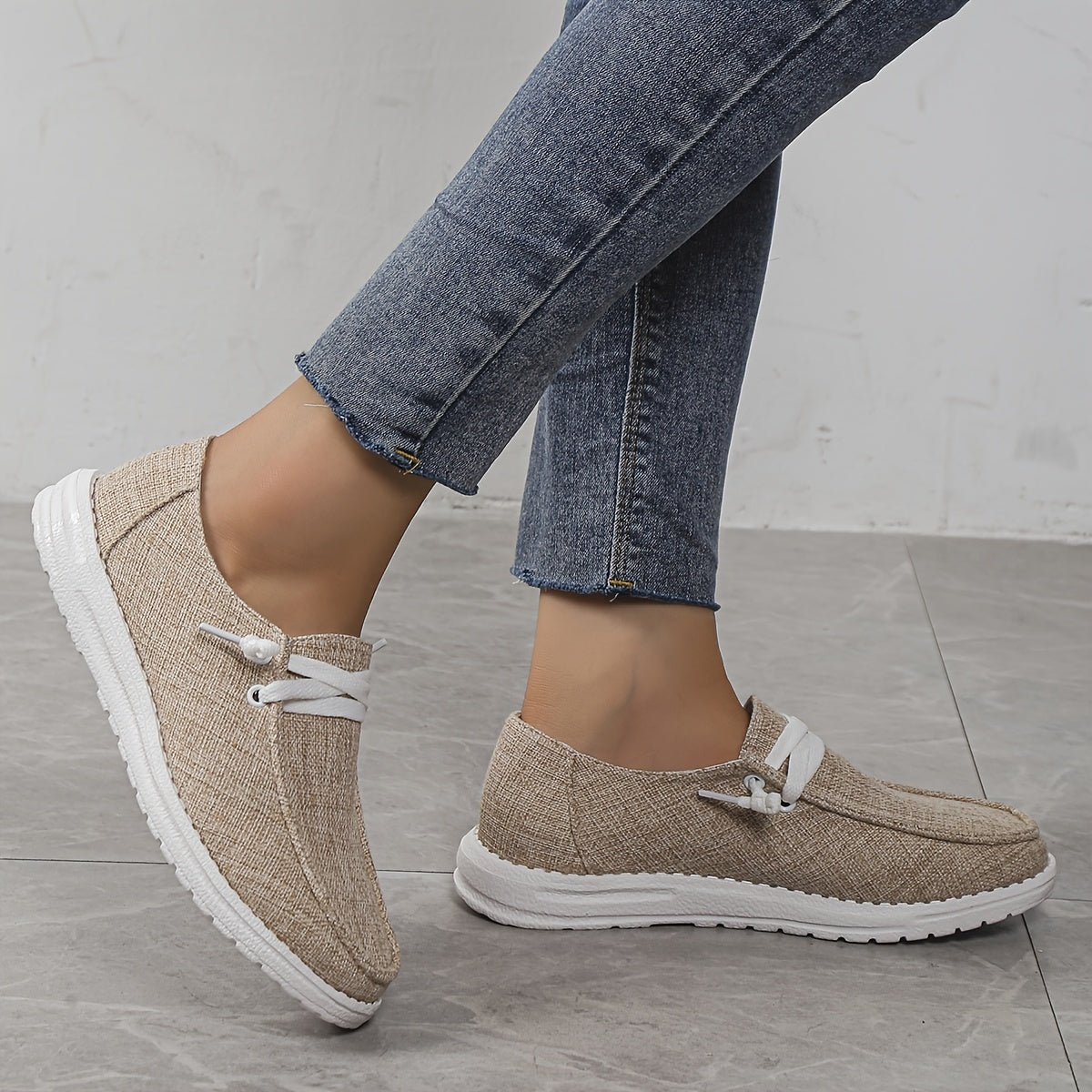 Women's Lightweight Canvas Sneakers Lace Up Low Top Loafers