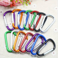 10pcs Aluminum D-shaped Carabiner Keychain Spring Buckle Random