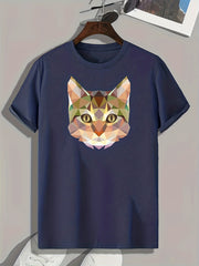 Cat Pattern Print Men's Comfy Sports T-shirt