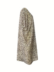  Boho Cardigan Cow Print Half Sleeve Open Front Maxi Cover Up
