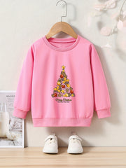 Toddler Kid Girls Cartoon Christmas Tree Sweatshirt