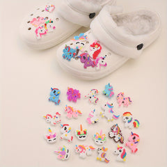 30pcs Cartoon Shoes Buckle PVC Unicorn Shoe Charm DIY Clogs Accessories