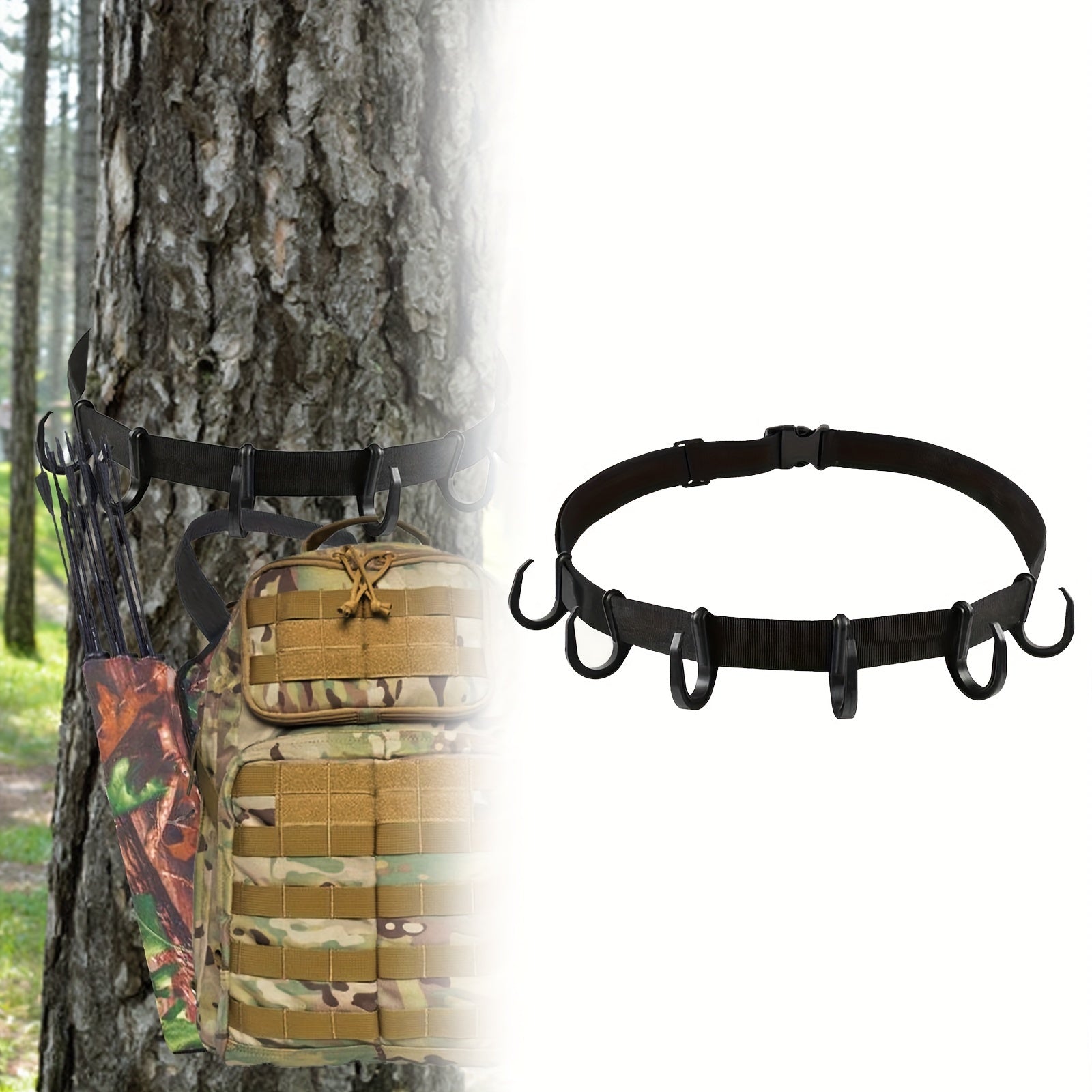 Outdoor Tree Stand Hanger Tool with 6 Hooks for Gear and Equipment