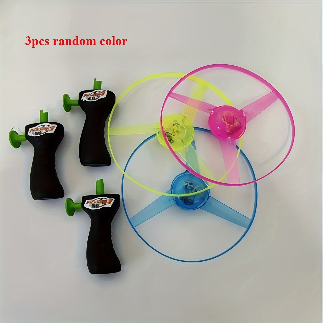Flashing Flying Disc with Launch Rod & Cable Outdoor Flying Toy