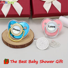 Personalized Pacifier & Clip Set with Name Customized Baby Shower Gift