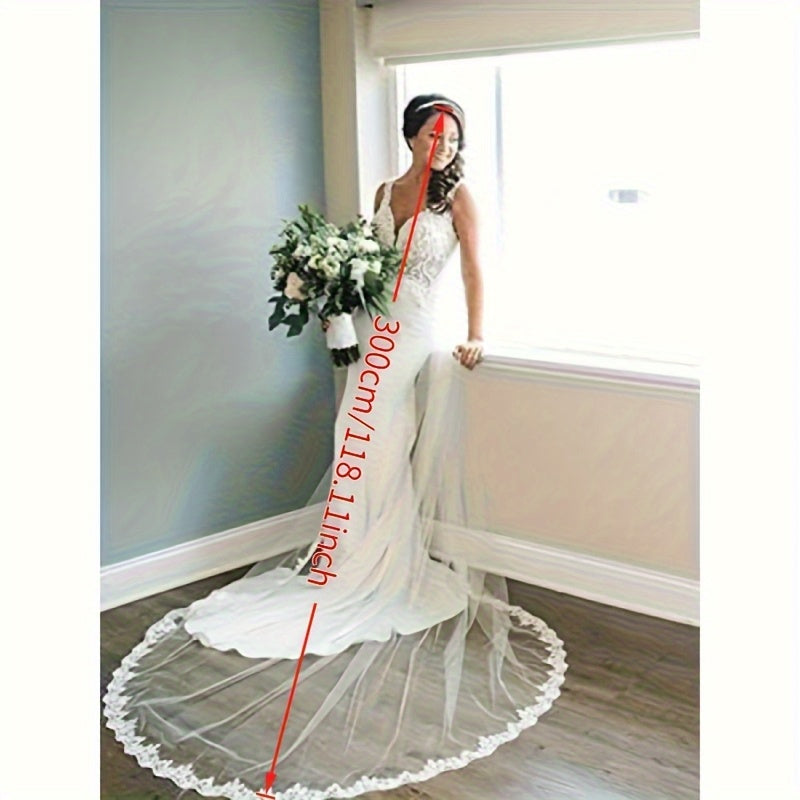 Long Tail Bridal Veil with Hair Comb Forest Style Wedding Accessory