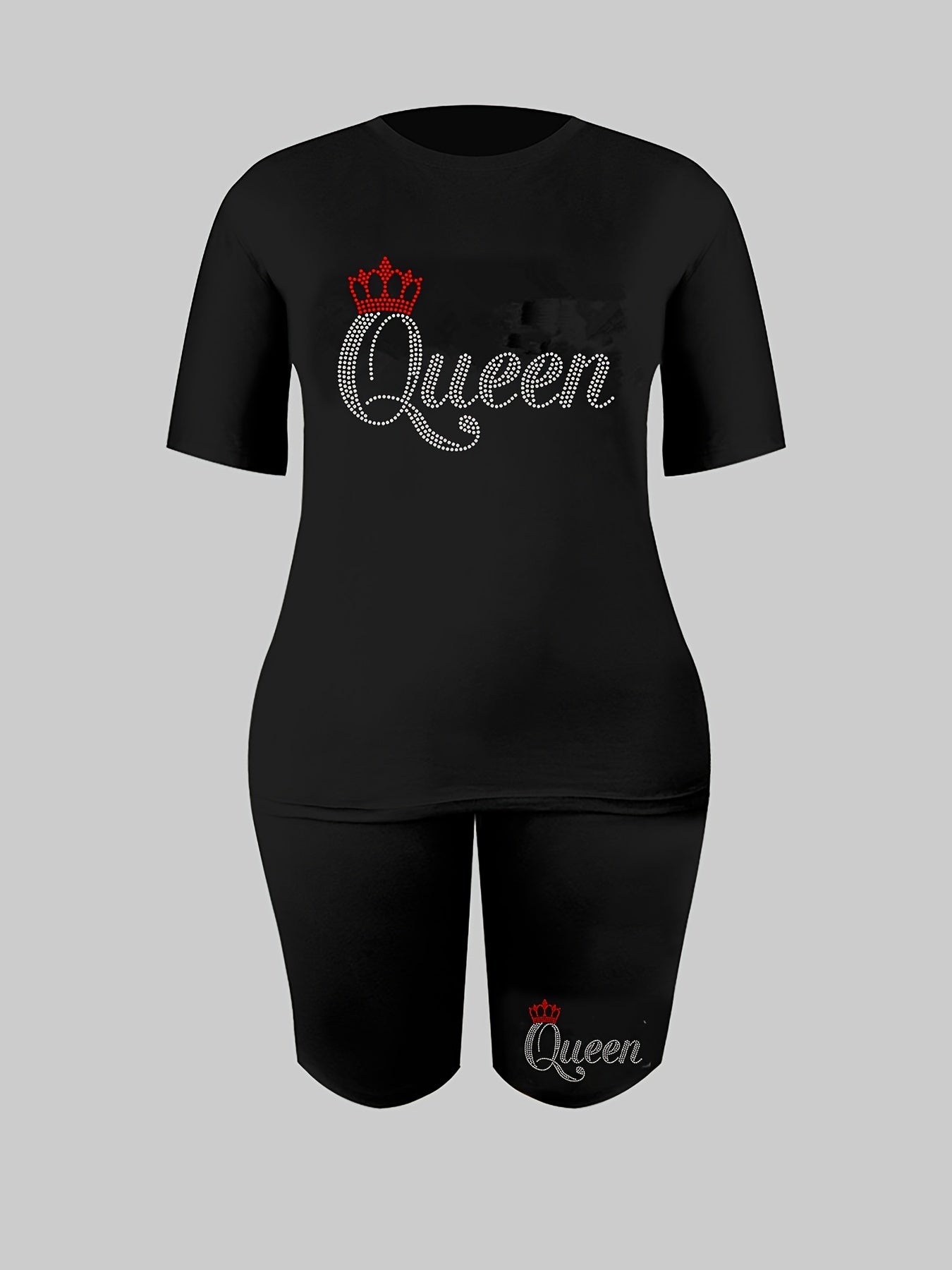  Rhinestone Tee & Shorts Set