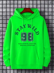 Men's Stay Wild 98 Print Hoodie Casual Stretch Drawstring Hooded Sweats
