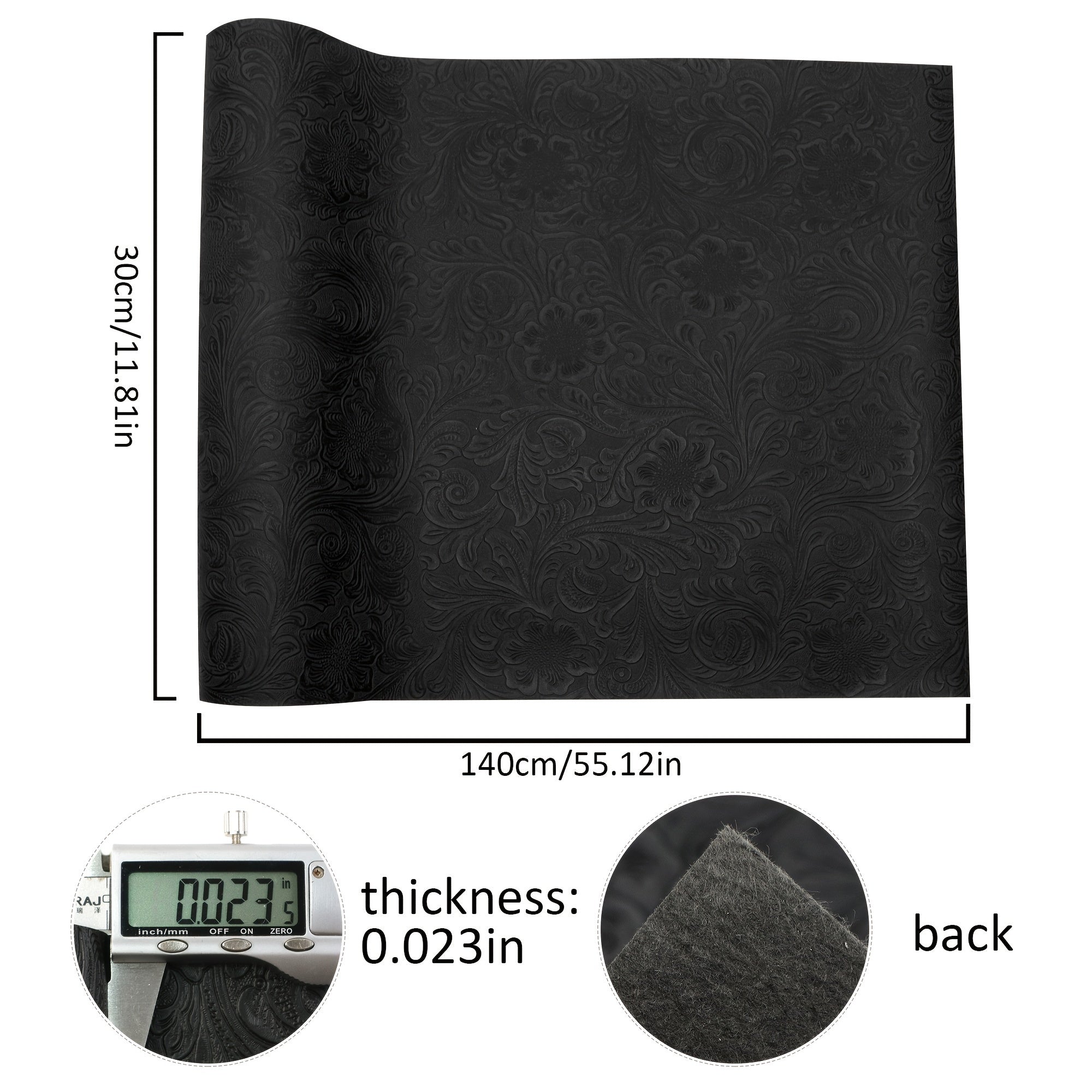 Bump Textured Faux Leather Roll Swirls Pattern - 29.97x139