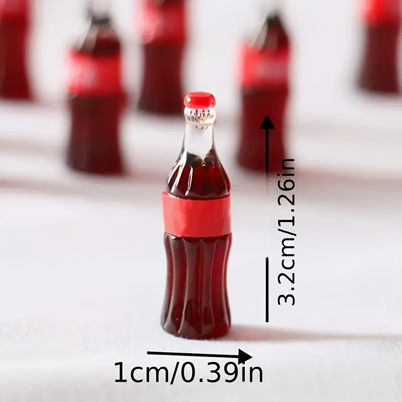 10pcs Mini Cola Bottle Resin Pendants Red & Clear Two Tone High Durable