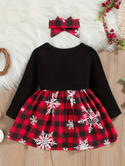 Toddler Girl Cotton Ribbed Plaid Dress & Headband Set