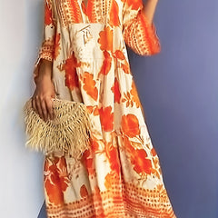 Floral Print Long Sleeve Maxi Dress