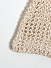 Y2K Crochet Cropped Knit Sweater Crew Neck Flared Sleeve