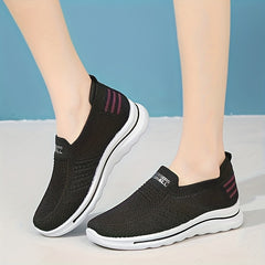 Women's Knit Slip-On Sneakers Soft Sole Non-Slip Shoes Lightweight Comfy