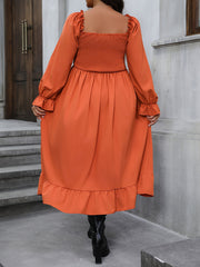  Solid Ruffle Sleeve Maxi Dress