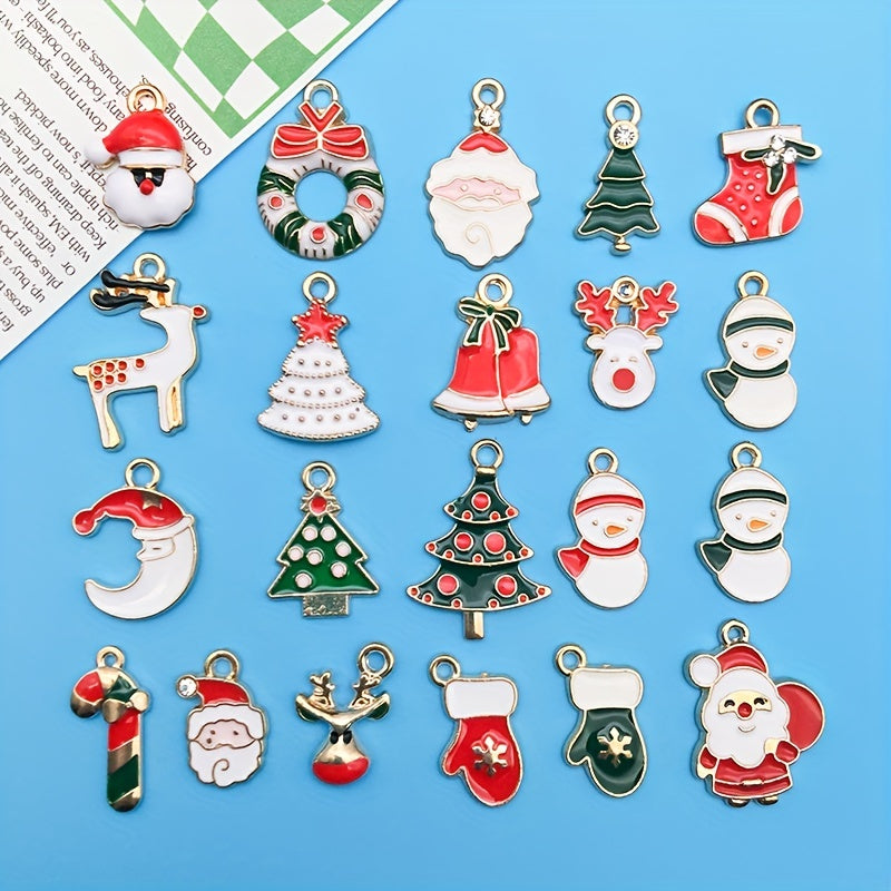 46pcs Enamel Charms Christmas Series For Jewelry Making Necklace Bracelets Decor