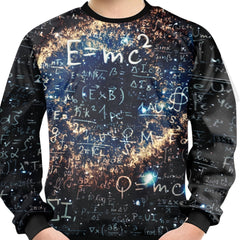 Space & Formula Print Kid's Sweatshirt Pullover Long Sleeve Top