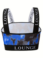  Sexy Bra Women's Plus Soft Tie Dye Letter Tape Comfort Bralette