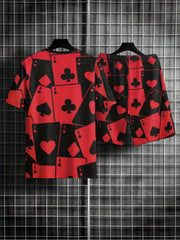Men's Poker Pattern 2-Piece T-shirt & Shorts Set for Summer
