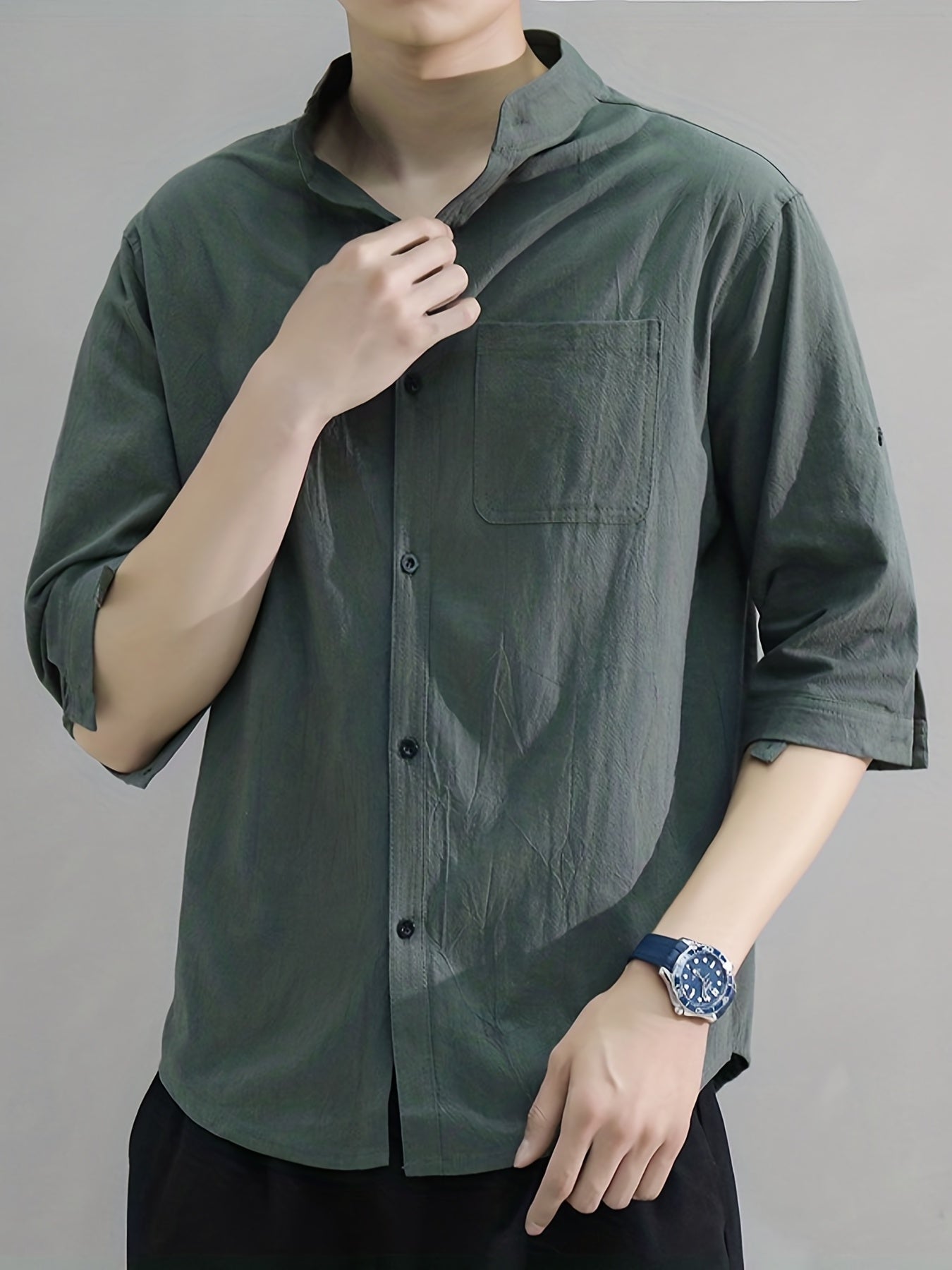 Men's Linen Short Sleeve Shirt for Summer Casual Wear