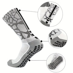 Thickened Non slip Silicone Football Socks - Breathable Mid-calf Athletic Socks