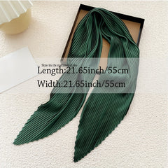 Pleated Bandana Silk Neckerchief Scarf Head Wrap Bag Handle Charm