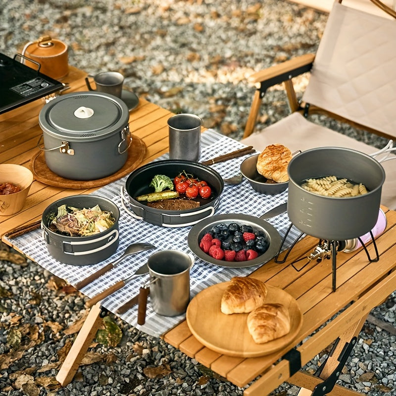 3-in-1 Aluminum Camping Pot Set for Outdoor Picnic