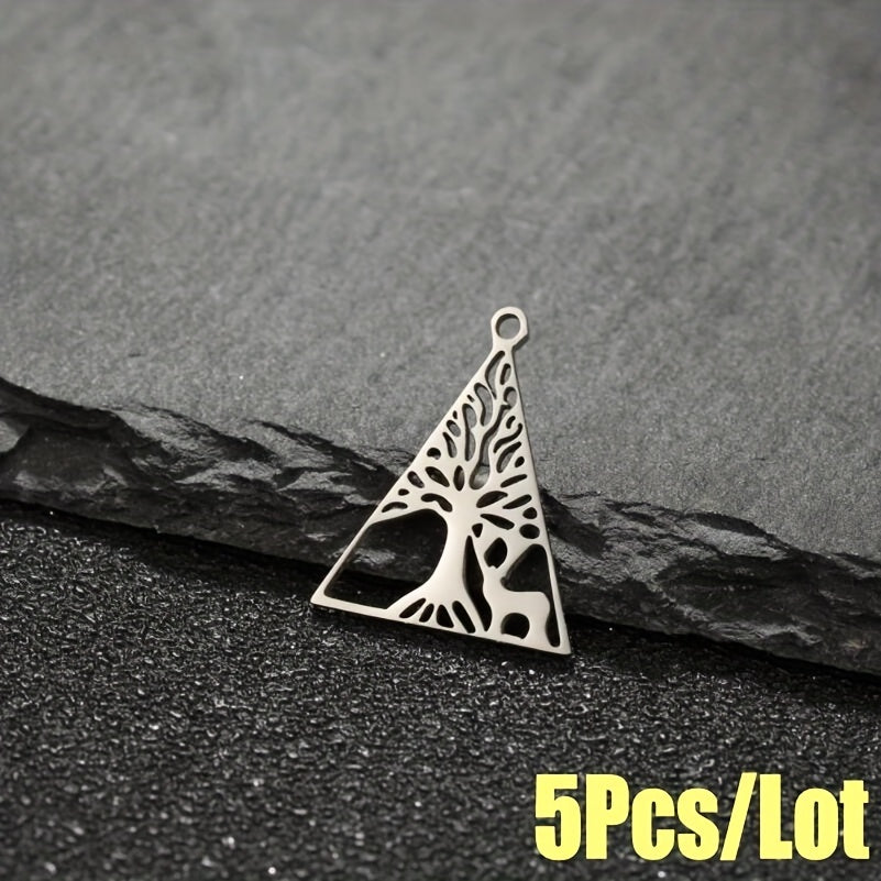 5PCS Stainless Steel Tree Pendant for DIY Accessories
