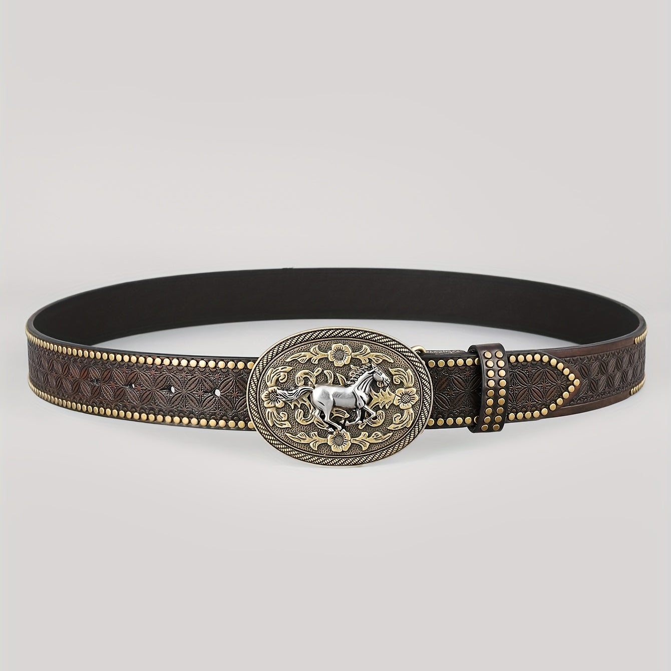 Casual Retro Western Cowboy Belt Embossed Hardware For Men