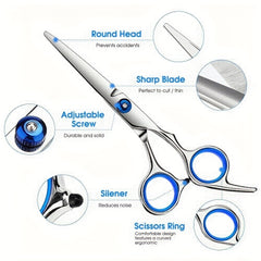 Pro Hair Cutting Thinning Scissors Set with Cape, Comb, Salon Accessories