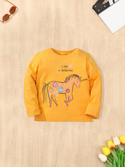 Girls Cartoon Pattern Embroidered Long Sleeve T-Shirt