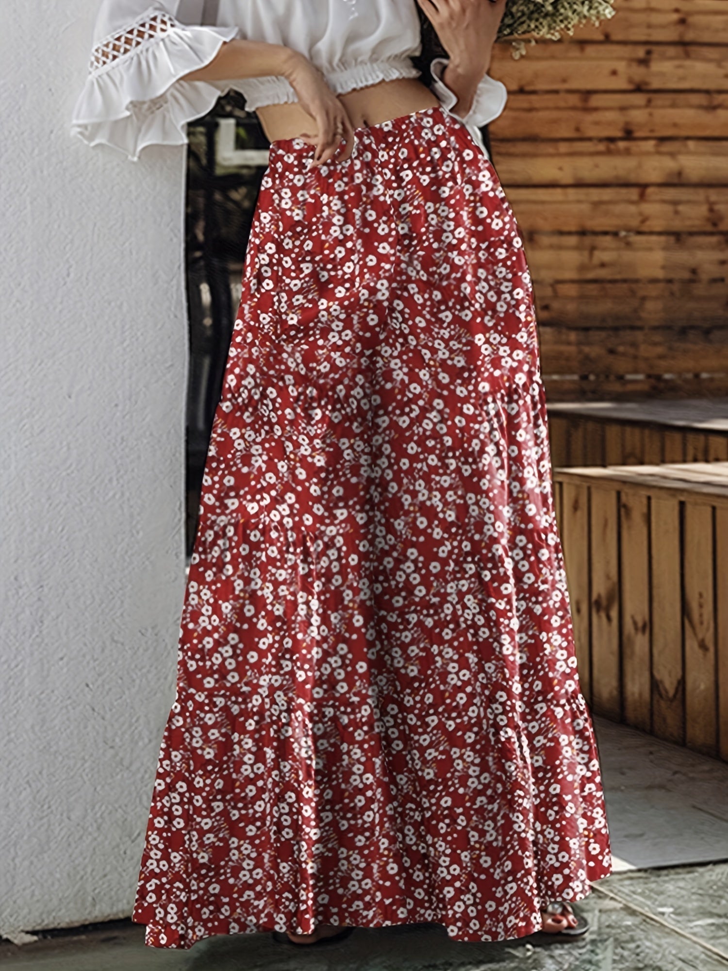  Boho Pants Women's Plus Ditsy Floral Print
