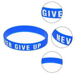 3 Pcs Never Give Up Silicone Bracelet Inspirational Rubber Wristband
