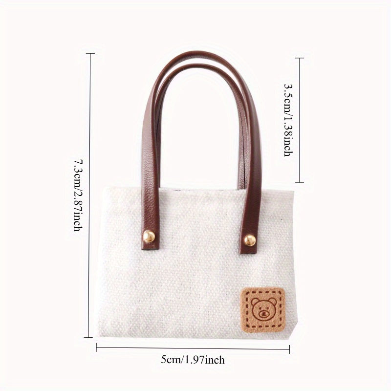 Mini Canvas Shoulder Bag for La Bubu OB11 Dollhouse Woven Micro Bag