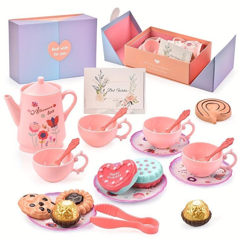 Pretend Play Toy Tea Set Tableware Kitchen Play Afternoon Tea Game