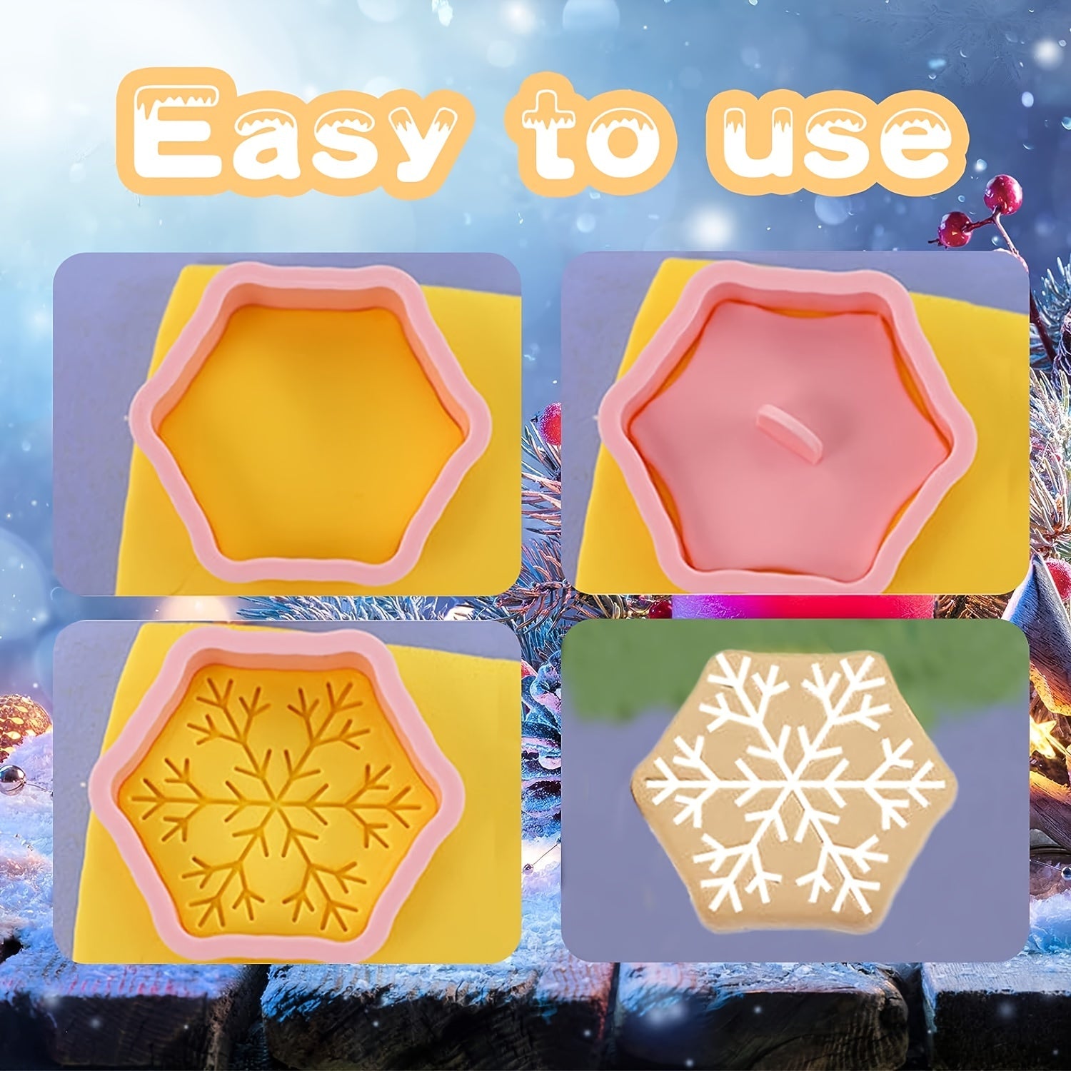 8pcs Christmas Snowflake Cookie Cutters Pastry Cutter Set Baking Tools