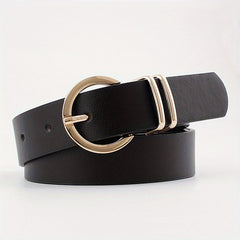 Vintage Golden Buckle Belt Solid Casual PU Belt for Women