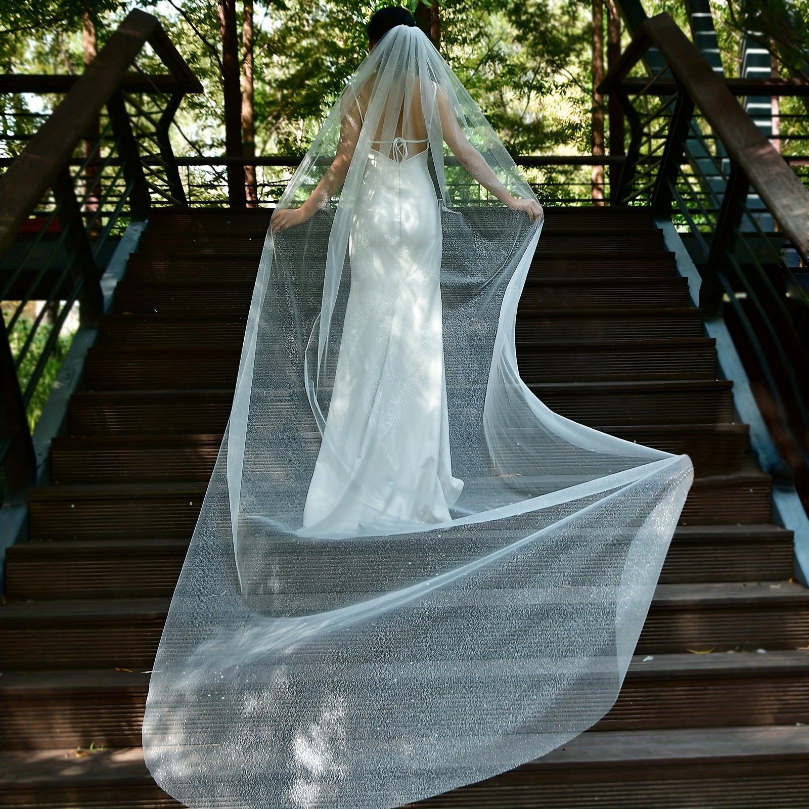 Sparkling Starlight Veil with Comb Sheer Train for Brides Wedding Party Prom