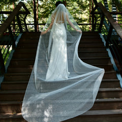 Sparkling Starlight Veil with Comb Sheer Train for Brides Wedding Party Prom