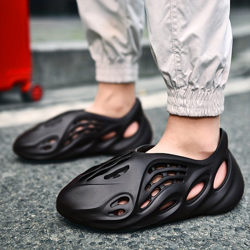 Men's Outdoor Hollow Out Slip On Foam Slides Anti-skid Beach Shoes