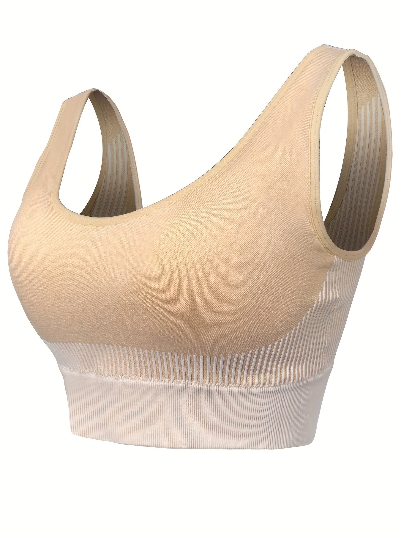 3 Pack Plus Size Sports Bra Set Women's Plus Striped Shockproof Skinny