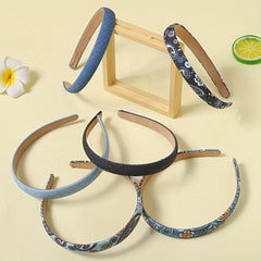 Boho Denim Headband Paisley Print Retro Style Head Hoop Women Girls Hair