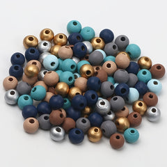 200pcs 6-8mm Mixed Wooden Round Beads DIY Bracelet Necklace