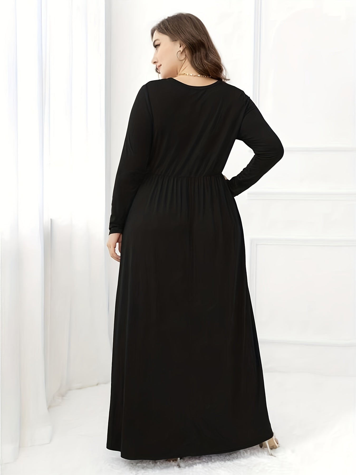  Long Sleeve Maxi Dress With Pockets