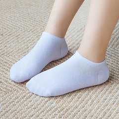 5 Pairs Boy's Solid Liner Anklets Socks Cotton Blend Non Slip Socks