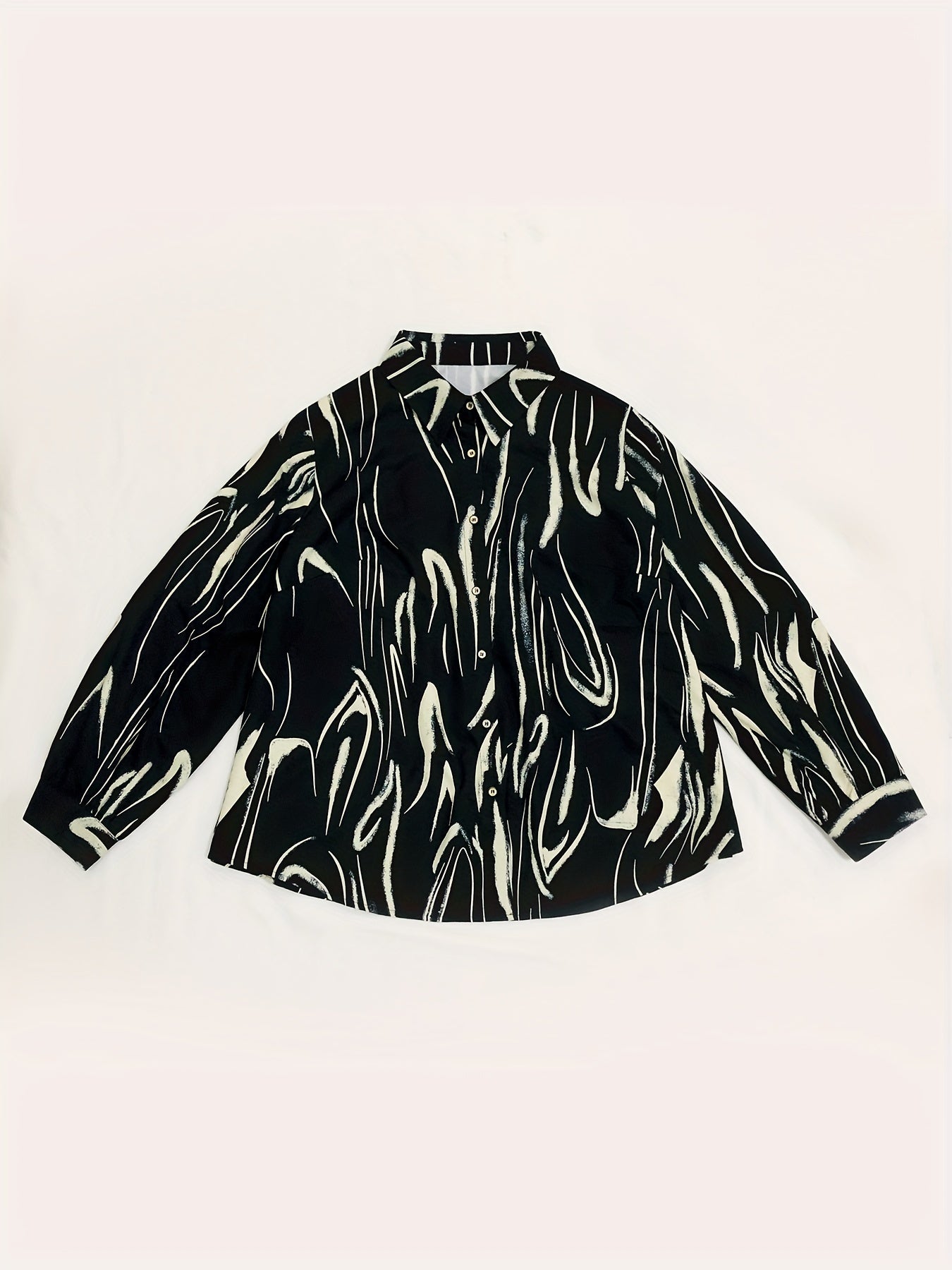  Women's Stripe Print Long Sleeve Button Up Shirt