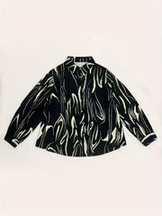  Women's Stripe Print Long Sleeve Button Up Shirt