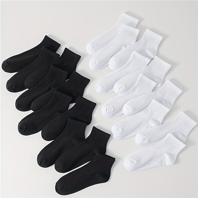 20 Pairs Comfy & Breathable Solid Socks Women's Stockings