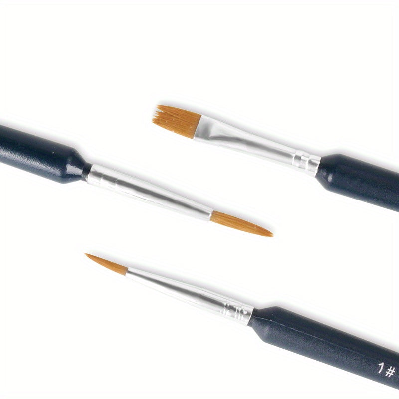 3 Nylon Flat Brushes for Digital Watercolor and Acrylic Painting